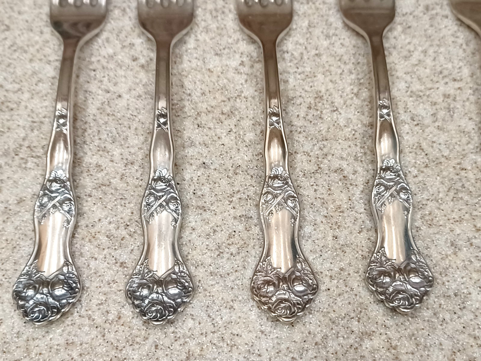 Holmes & Edwards Yourex Silverplate 1909 BRIDE Rose X6 Salad Forks No Monogram