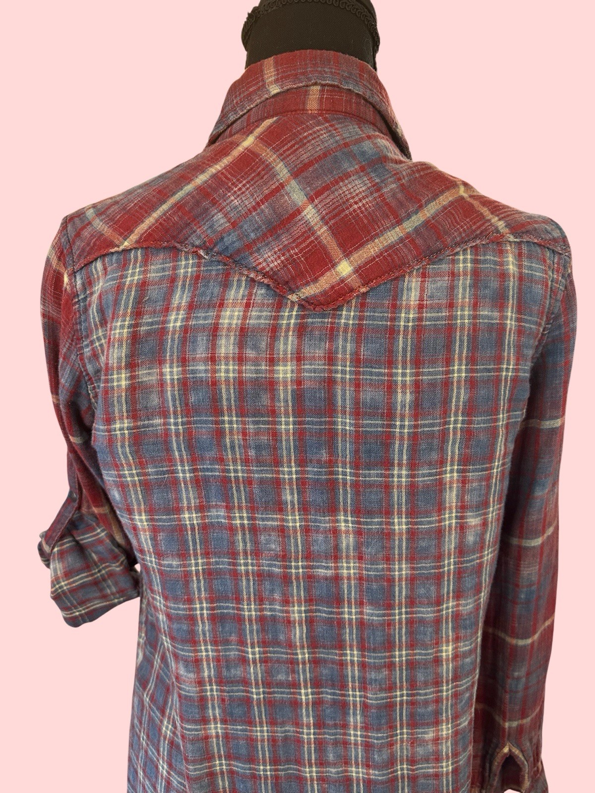 Ryan Michael Multi-Color Plaid Button Western Red… - image 4
