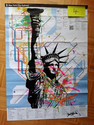 Art on Subway Map, LADY LIBERTY - FARBIG, 82 cm x 60 cm*NEU*TOP*NEU*TOP*NEU*TOP*