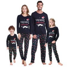 Family Matching Christmas Pajamas Set Holiday Santa Claus Sleepwear Cotton PJ...