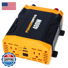 Powerdrive Pwd400 400 Watt Power Inverter 12V Dc To 110V Ac 2 Outlets And 2