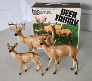 Vintage Breyer Deer Family Buck Doe Fawn Wildlife Series Animal Creation #3123