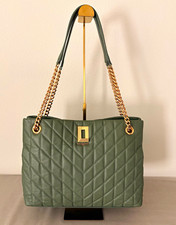 KARL LAGERFELD PARIS Green Quilted Large Tote Gold Chain Strap Dust Bag