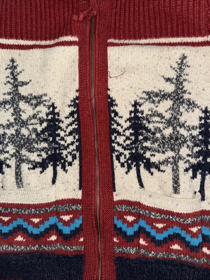 Suéter American Eagle Nordic Tree Tejido Cremallera Para Hombre XL 22x26 Rojo Blanco Azul Invierno Foto 2 de 3