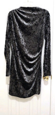 NEW H&M LARGE STRETCHY CRUSHED VELVET VELOUR Dress Silver Gray Long Sleeve Ruch