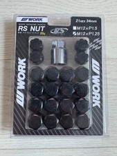 Work Rs Lug Nut Set 20pcs Black M12x1.5 Aluminum Wheel Nuts W Lock Key Jdm Work Rs Lug Nut Set 20pcs Black M12x1.5 Aluminum Wheel Nuts W Lock Key Jdm