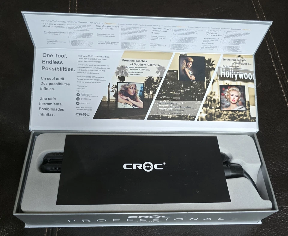 CROC Premium Wet to Dry Black Titanium Flat Iron 1.5" Professional Negative Ions - Image 3 of 4