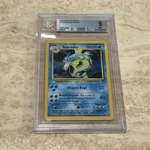 1999 Vintage Pokemon Gyarados Holo Rare Base Set Unlimited 6/102 Beckett BGS 9