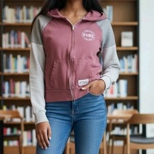 Victoria's Secret Pink Hoodie Women's Small Colorblock Perfect Full Zip Soft