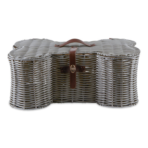 Pet Storage Collection Toy Basket, Small, 17.5x11x7.5", Gray Plastic Wicker