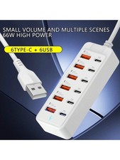 12 Port USB Fast Charging Station 6 USB-C PD 6 USB-A 25W Multi Device Charger