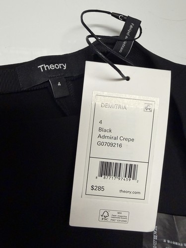 Theory Women’s Black Crepe Flat Front Solid Dress Pants Regular Size 4 G0709216