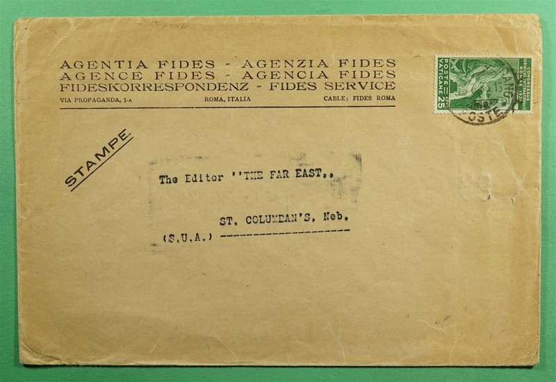 DR WHO 1935 VATICAN CITY TO USA CORRESPONDENCE CLUB? LR90661