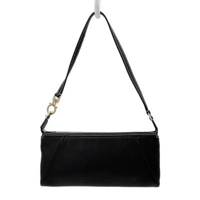Salvatore Ferragamo Gancini Mini Shoulder Bag Black Leather Gold Tone 80Char