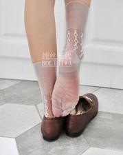 Lot 6 pairs Chinese vintage non-stretch all nylon texture socks ankle-hi 8.5-11