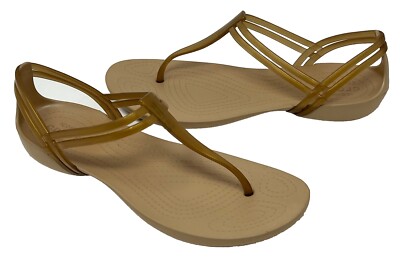 Crocs Isabella T-strap Sandal Womens Size Bronze NEW