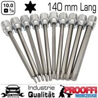 "Torx Stecknuss Satz 140Mm Lang T10 - T55 / 10-Tlg. T-Profil 3/8\" SteckschlüSsel"
