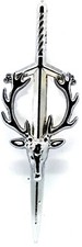 Stag Head Kilt Pin Silver Finish Scottish Kilt Accessory Sporran Kilt Fly Plaid