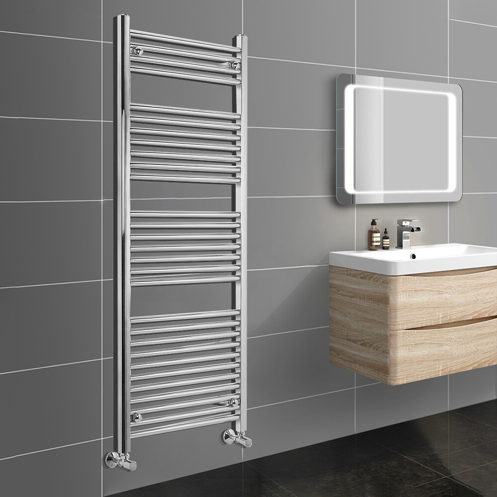 Chrome White Bathroom Heated Towel Radiator Ladder Rail Rad Curved ...