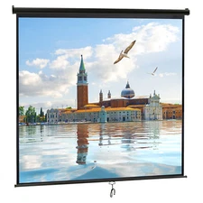 Projector Screen Manual Pull Down 120" Projection Screen for Home Cinema Black