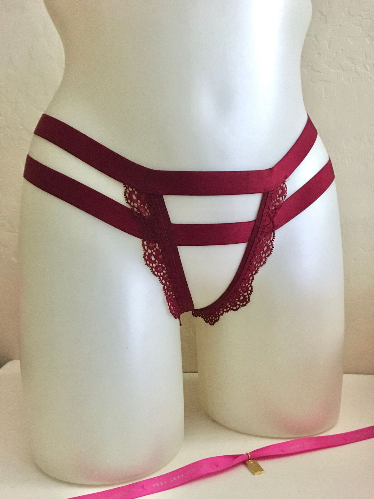 Victoria's Secret Very Sexy Luxe Lingerie Lace Up Cheekini Satin Mesh S M XL