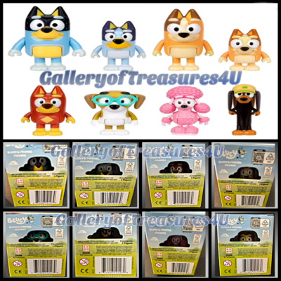 Bluey & Friends Rusty Snickers Coco Chilli Bandit Bingo Honey 2.5'' Figure 2024