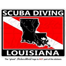 LOUISIANA SCUBA DIVING Flag-Map Shape USA Rectangular Sticker, Decal 100mm 4" 