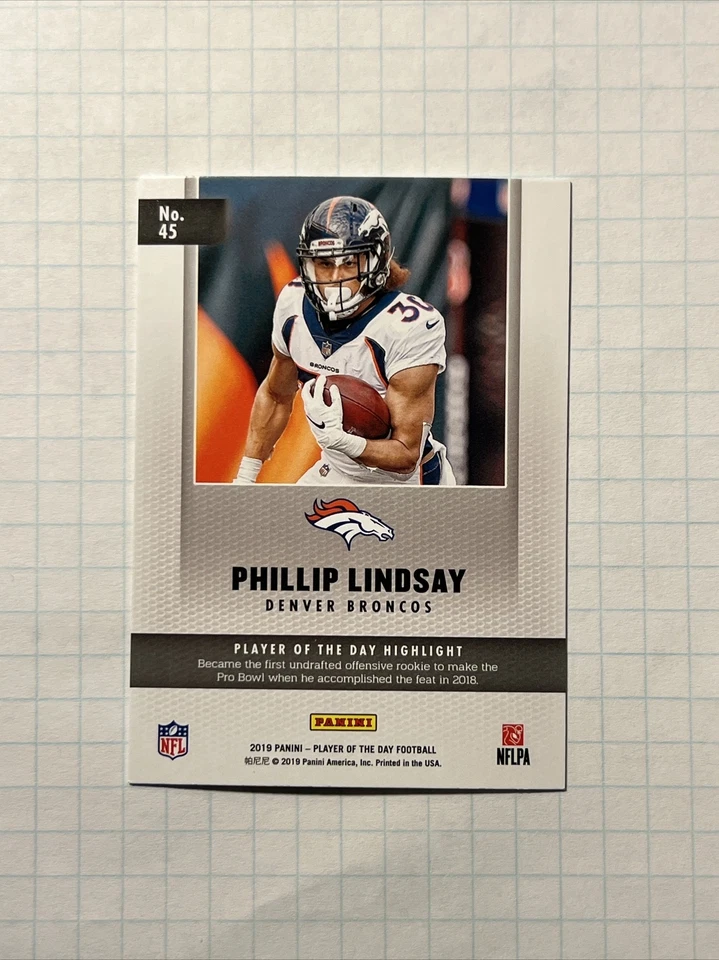 2019 Panini Player of the Day Football #45 Phillip Lindsay Denver Broncos Base - Image 2 of 2