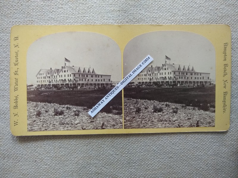 1875 SV Tourists OCEAN HOUSE Hotel at HAMPTON BEACH by W.N. HOBBS of EXETER NH