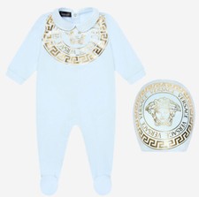 NEW Young Versace Baby Newborn Designer Romper /Bib Baby grow 6-9m Gift Set 412