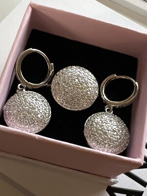 Lab Create Cubic Zirconia Diamond Pave Silver Round Ring Size 9 Earrings Set 2