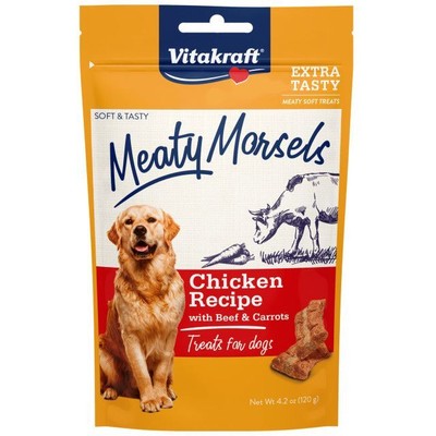Vitakraft Meaty Morsels Mini Chicken Recipe with Beef Carrots Dog Treat (4.2 oz)