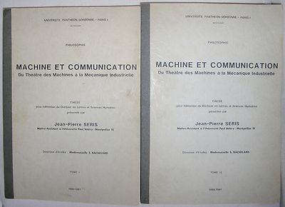 Jean-Pierre Seris Philosophie These Signiert 1980 Machine Und Steuerge 2 Bände
