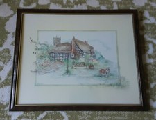 BEAUTIFUL   CUSTOM  FRAMED  WATER  COLOR  PRINT    GLENDA  RAE