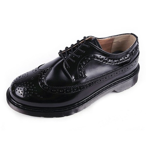 Men's Black Synthetic Leather Wing Tips 