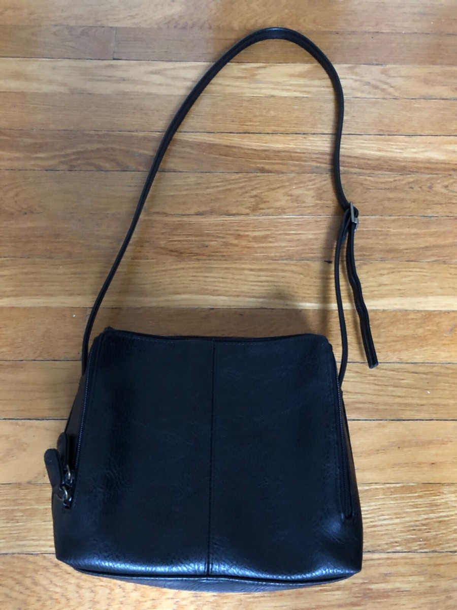 Liz Claiborne Crazy Horse Vintage Black Crossbody Purse in great