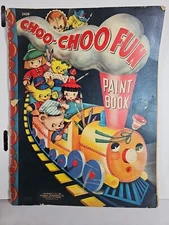 1942 Choo Choo Fun Paint / Coloring Book. Merrill Publishing, U.S.A. Some Used