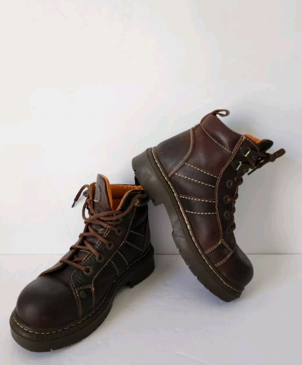 Rare London Underground Platform Leather Brown Lace Up Boots Wm 6 Men 4 image 5