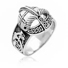925 Sterling Silver Viking Gjermundbu Helmet with Jormungand Dragon Ring