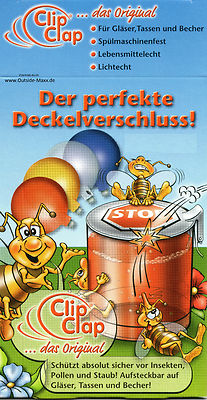 10xClipClap-Deckel NEUTRAL, Trinkglasabdeckung,Bierglas,Clap Deckel,Wespenschutz