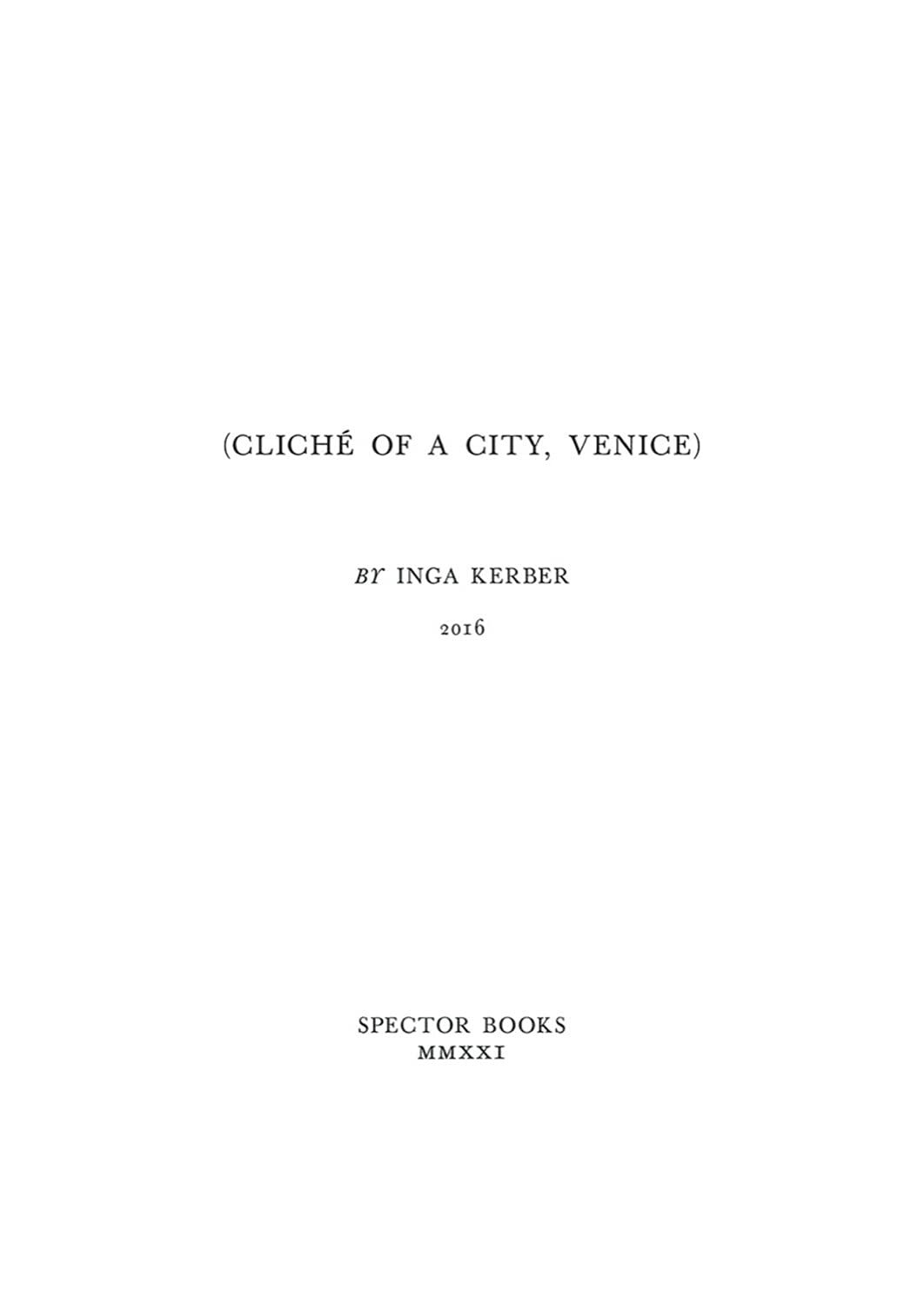 Thumbnail - Inga Kerber (cliche Of A City, Venice) Book Neu