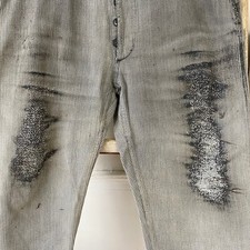 Gray Work Pants MENDED Ribbed Antique French Workwear 40 inch waist 1910-20s