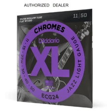 D'Addario ECG24 Chromes Flat Wound Jazz Light 11-50 Guitar Strings 