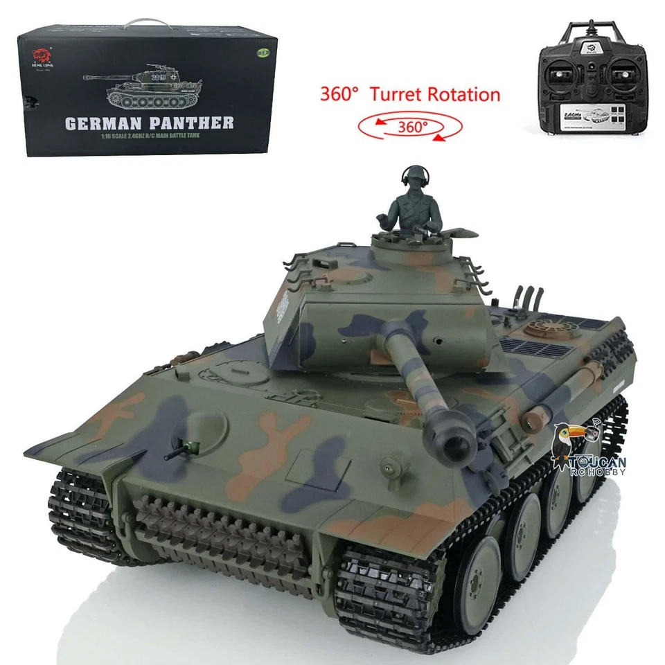2.4Ghz Henglong 1/16 7.0 Plastic German Panther V RTR RC Tank 3819 360° Turret - Image 3 of 4