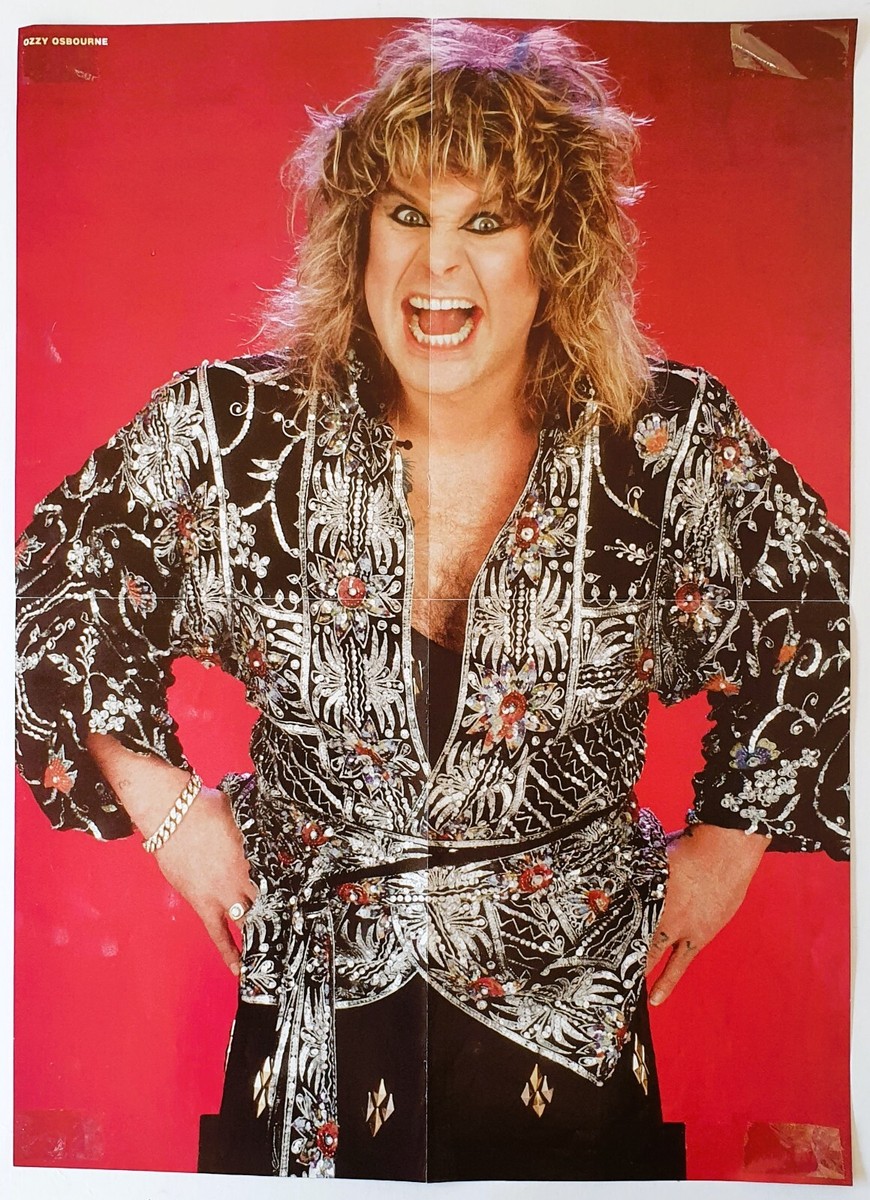 MOTLEY CRUE OZZY OSBOURNE pin up fold out Metal Edge magazine