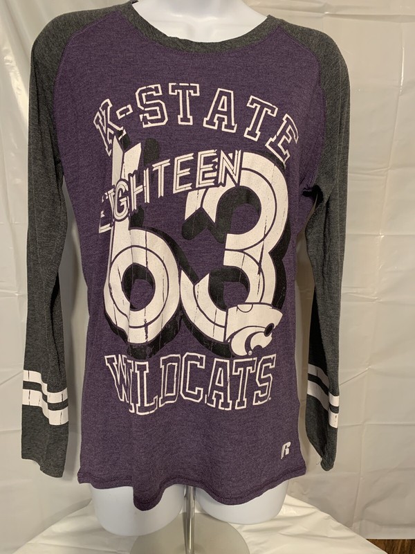 Womens/Girls Kansas State-Wildcats-KSU-LS Top-S- Purple/Grey-1863-GUC