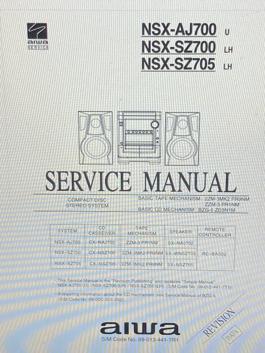 Aiwa Nsx-aj700 Nsx-sz700 Nsx-sz705 Service Manual Pdf | eBay