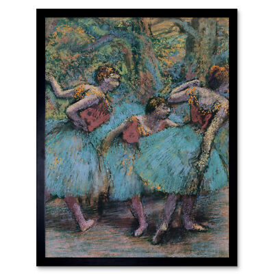 Edgar Degas Drei Tänzer blau Tutus rote Körper Kunstdruck gerahmt 12x16
