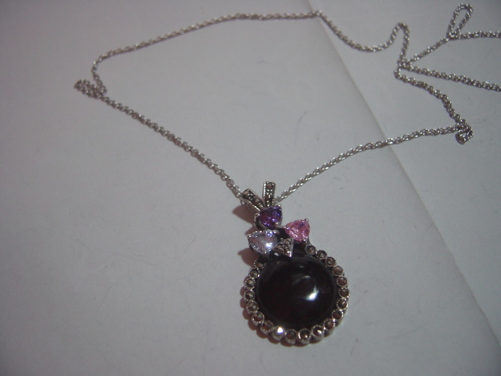 superb-Solid Silver chain & unusual genuine onyx-… - image 6