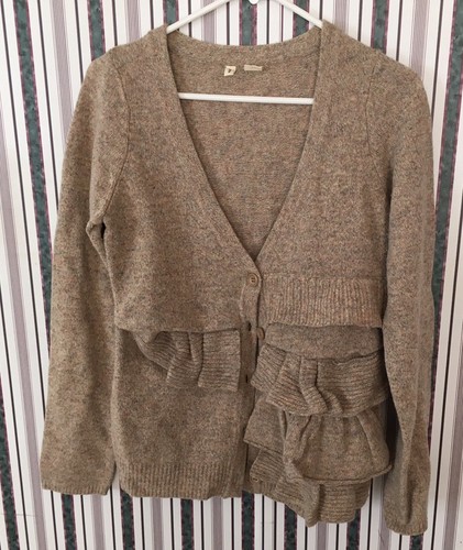 moth anthropologie womens size medium brown tweed ruffle front